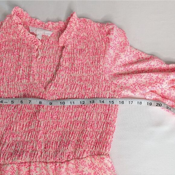 Superfoxx Smocked Midi Dress Floral Hot Pink Women’s Size Small - Picture 8 of 9